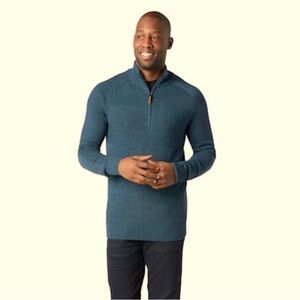 Smartwool Men's Merino Wool Blend Ripple Ridge Half Zip Mock Neck Sweater Size M